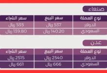 أسعار صرف الريال اليمني 27/04
