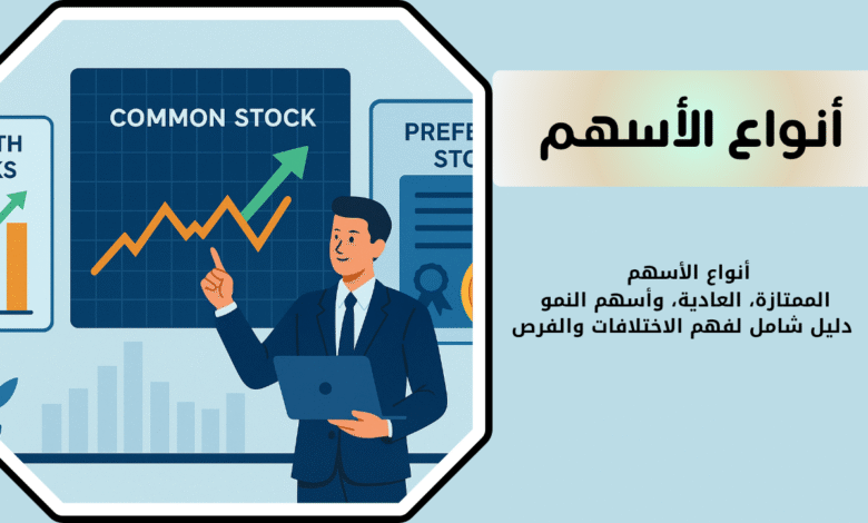 أنواع الأسهم | الممتازة، العادية، وأسهم النمو – دليل شامل لفهم الاختلافات والفرص 1 أنواع الأسهم في السوق السعودي والأمريكي