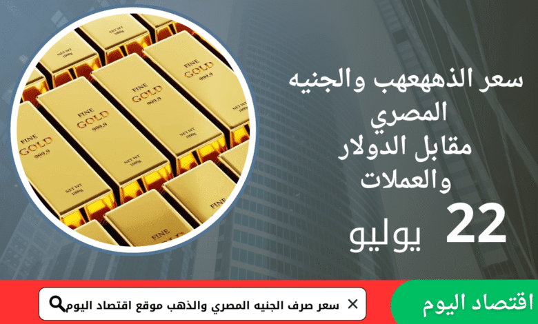 سعر صرف الجنيه المصري والذهب اليوم 22يوليو2025 6 سعر صرف الجنيه المصري والذهب اليوم 22يوليو2025